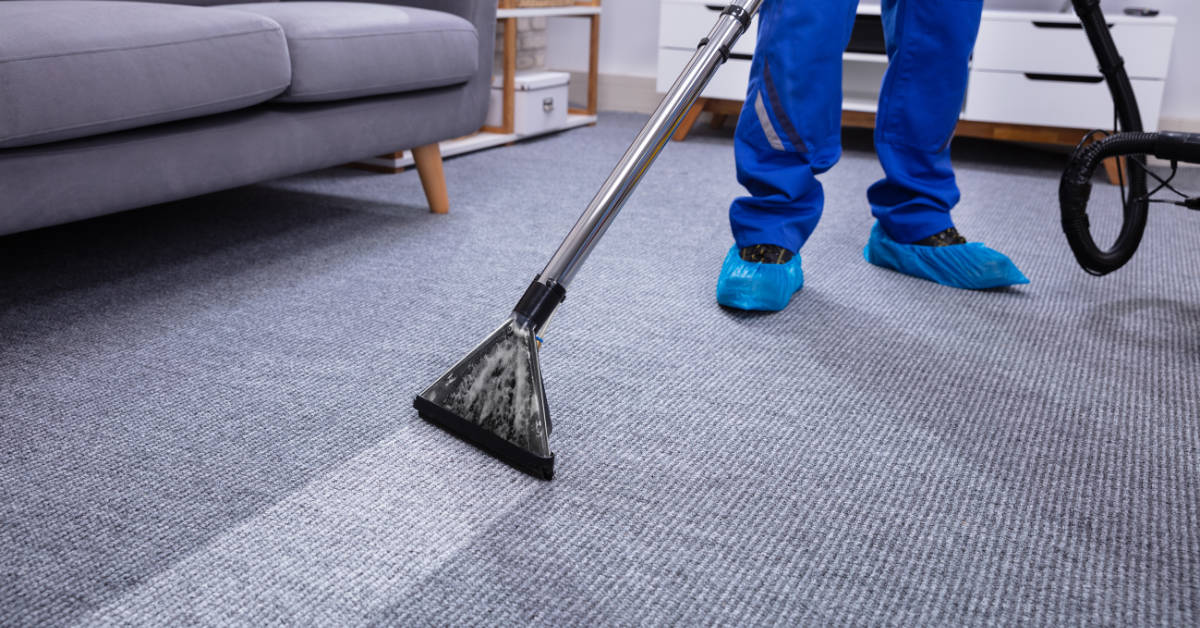 A professional carpet cleaner changes the color of a carpet with just one swipe during a spring cleaning project.